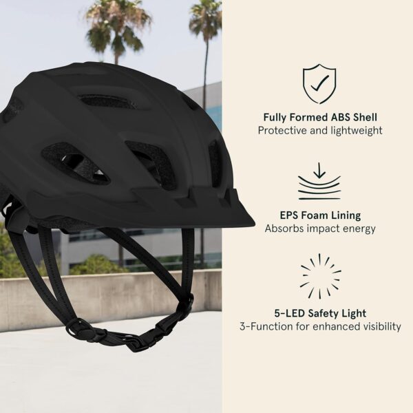Bike Helmet with LED Safety Light Adjustable Dial & Removable Visor - Image 2