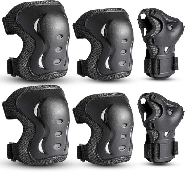 Kids/Youth/Adult Knee Pads Elbow Pads with Wrist Guards Protective Gear Set 6 Pack for Rollerblading Skateboard Cycling Skating Bike Scooter Riding Sports